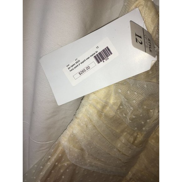 Jim Hjelm Occasions Prom Dress 80's Inspired Strapless Lace Overlay Pale Yellow - Picture 6 of 13